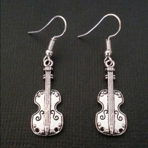 925 Silver Violin Earrings
